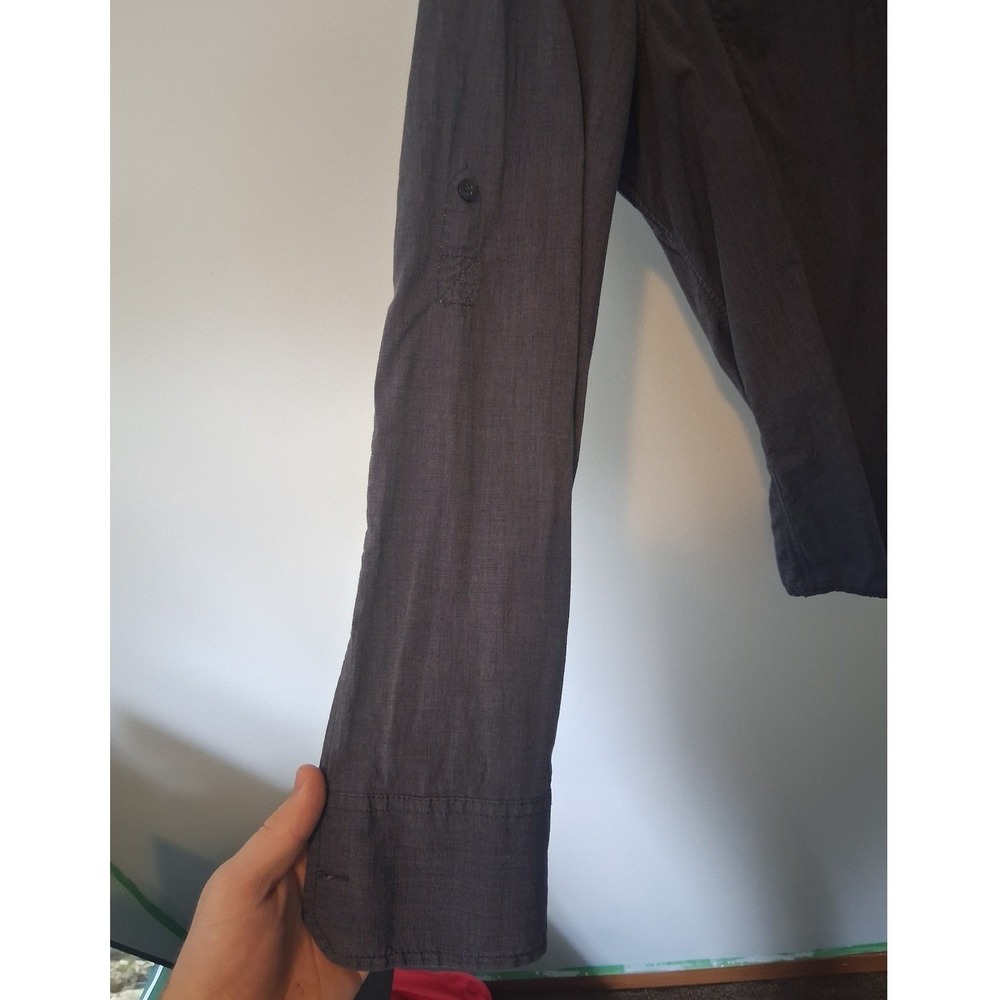 Military American Rag Cie Button Down Shirt Men L Grey Epaulette Roll Tab Sleeve - Picture 6 of 7